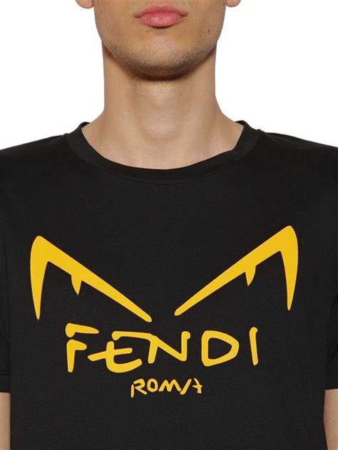 black fendi t shirt yellow eyes|tee shirt fendi faux.